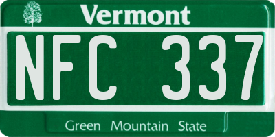 VT license plate NFC337