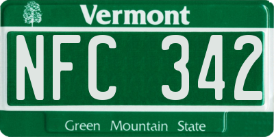 VT license plate NFC342