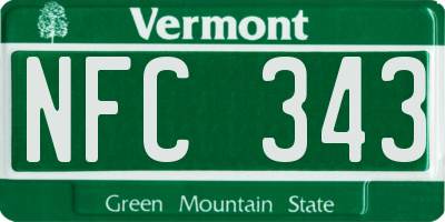 VT license plate NFC343