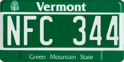 VT license plate NFC344