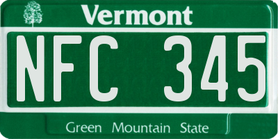 VT license plate NFC345
