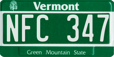 VT license plate NFC347