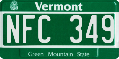 VT license plate NFC349