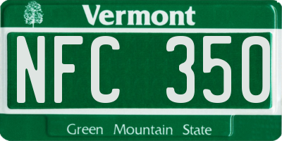 VT license plate NFC350