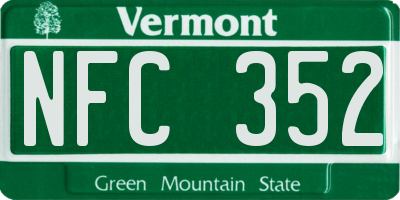 VT license plate NFC352