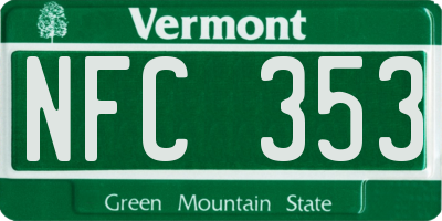 VT license plate NFC353