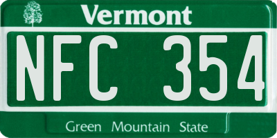 VT license plate NFC354