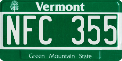 VT license plate NFC355