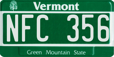 VT license plate NFC356