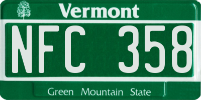 VT license plate NFC358