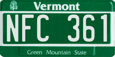 VT license plate NFC361