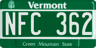 VT license plate NFC362
