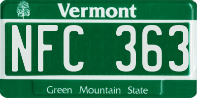 VT license plate NFC363