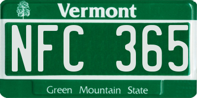 VT license plate NFC365