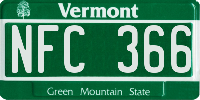 VT license plate NFC366