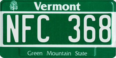 VT license plate NFC368