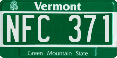 VT license plate NFC371