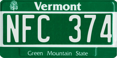 VT license plate NFC374