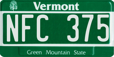 VT license plate NFC375