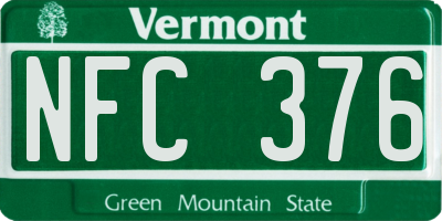 VT license plate NFC376