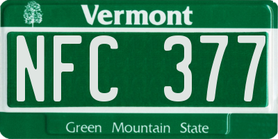 VT license plate NFC377