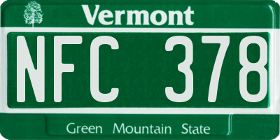 VT license plate NFC378