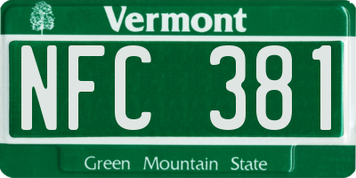 VT license plate NFC381