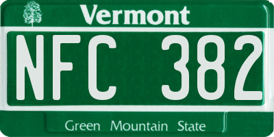 VT license plate NFC382