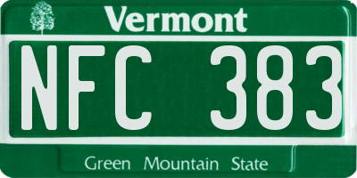 VT license plate NFC383