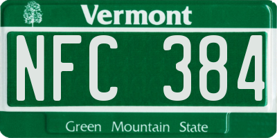 VT license plate NFC384