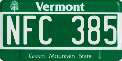 VT license plate NFC385