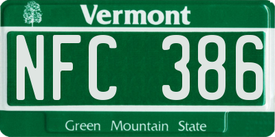 VT license plate NFC386