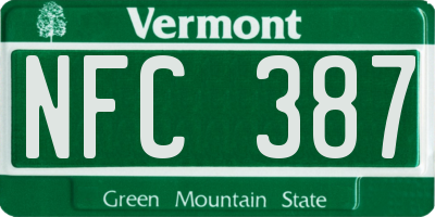 VT license plate NFC387