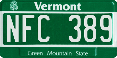 VT license plate NFC389