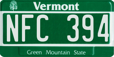 VT license plate NFC394