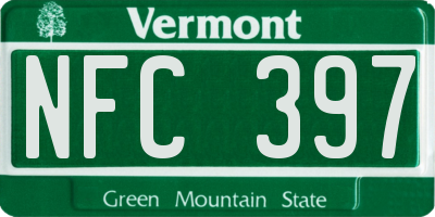 VT license plate NFC397