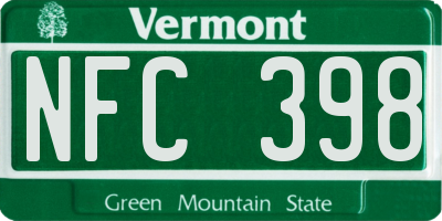 VT license plate NFC398