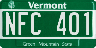 VT license plate NFC401