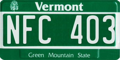 VT license plate NFC403
