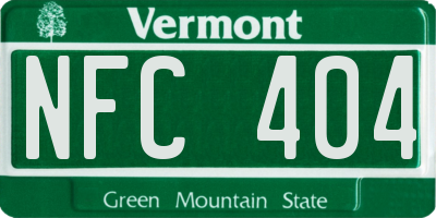 VT license plate NFC404
