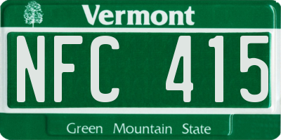 VT license plate NFC415