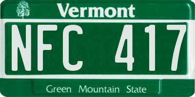 VT license plate NFC417
