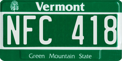 VT license plate NFC418
