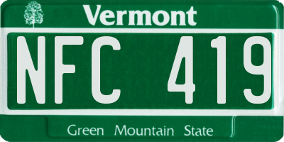 VT license plate NFC419