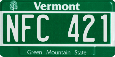 VT license plate NFC421