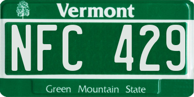 VT license plate NFC429