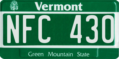 VT license plate NFC430