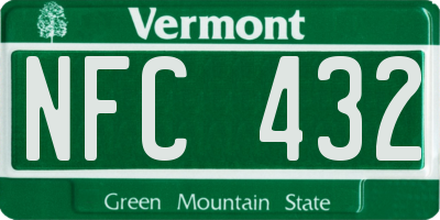 VT license plate NFC432