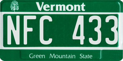 VT license plate NFC433