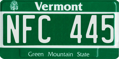 VT license plate NFC445